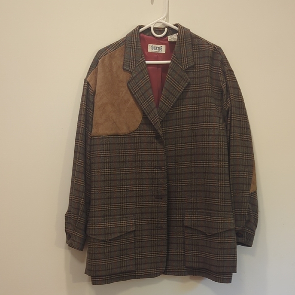 Plaid Blazer with Suede Accents - Picture 1 of 5